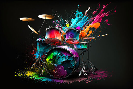 Colourful warped and morphed drumkit